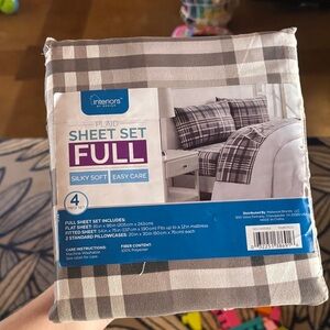 Plaid Full Sheet Set - Gray